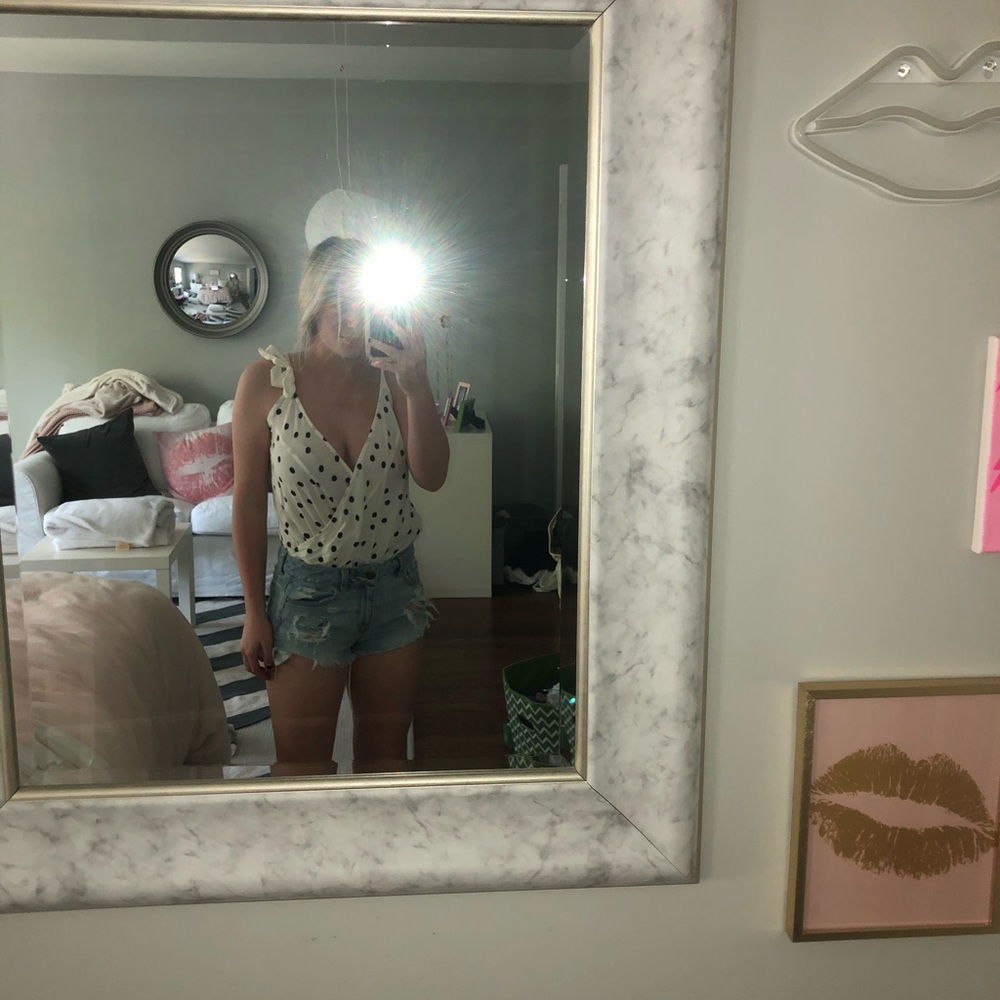 white and black polka bodysuit! never been worn!